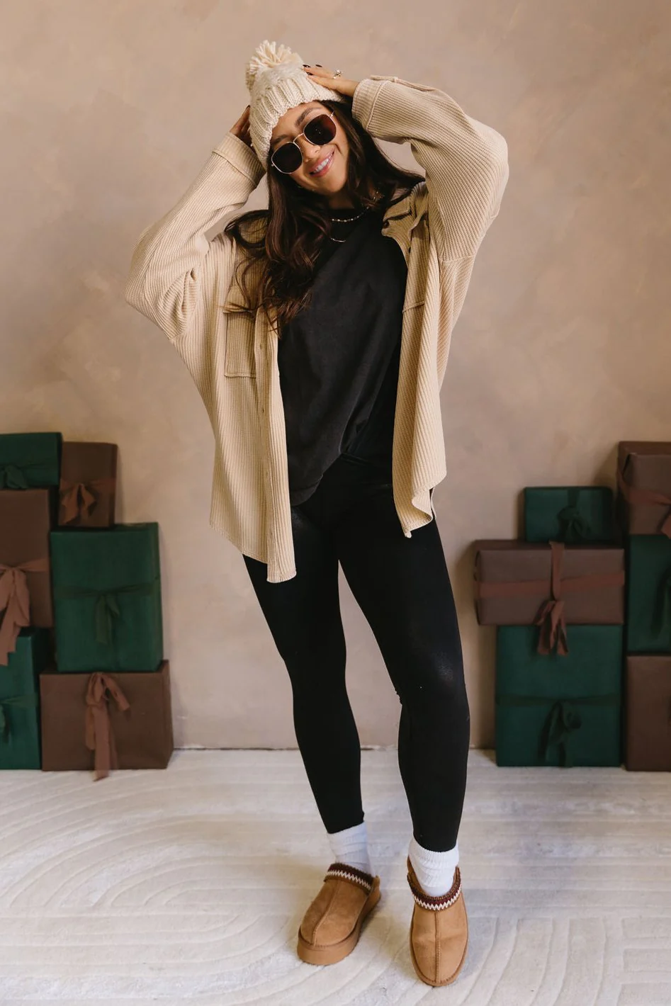 Mckenzie Taupe Thermal Button-Up Top - Image 3
