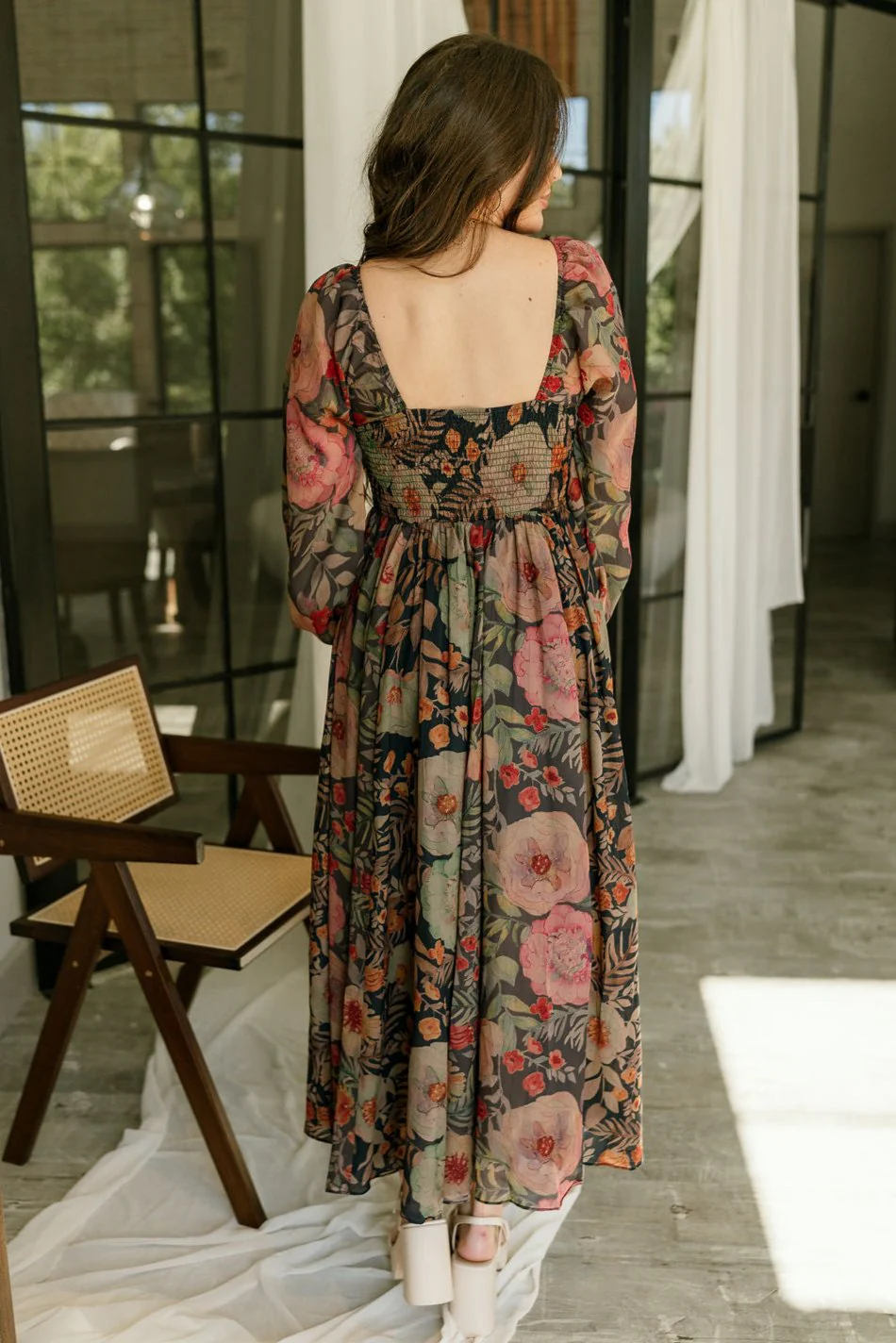Meadow Midnight Blue Multi Floral Midi Dress - Image 11