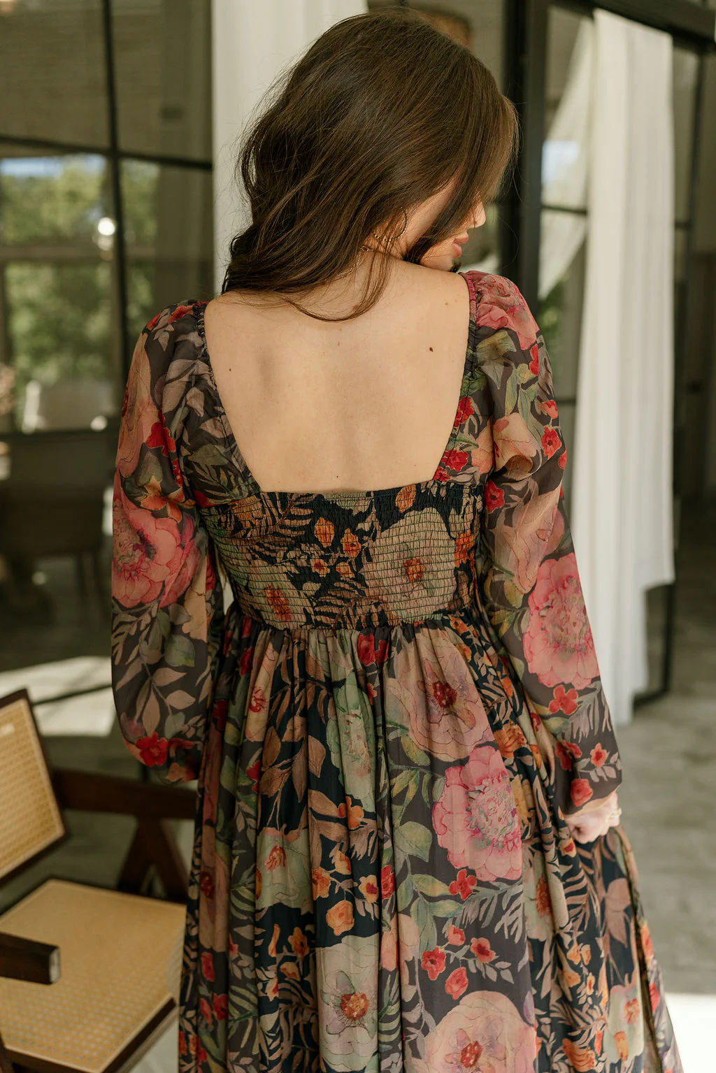 Meadow Midnight Blue Multi Floral Midi Dress - Image 4