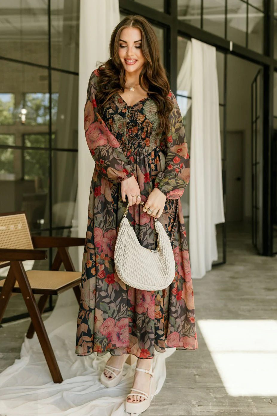 Meadow Midnight Blue Multi Floral Midi Dress - Image 5