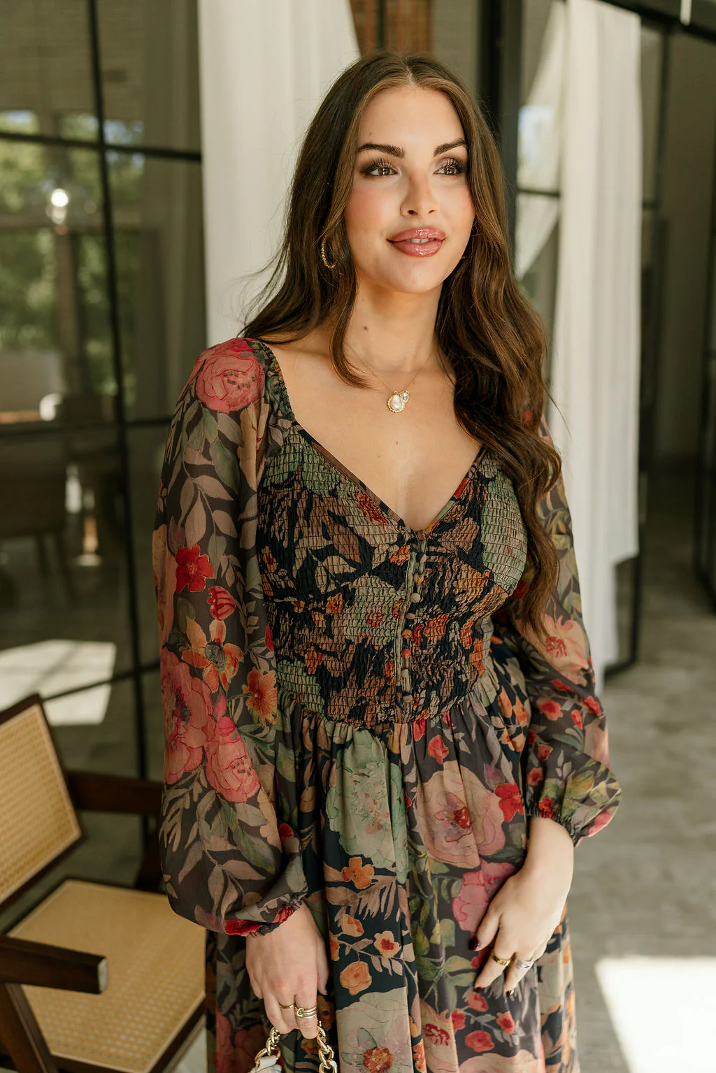 Meadow Midnight Blue Multi Floral Midi Dress - Image 8