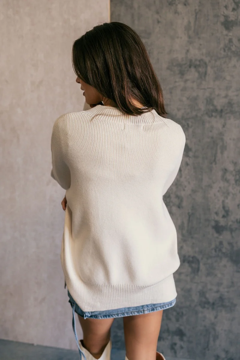 Milena Cream Long Sleeve Sweater - Image 6