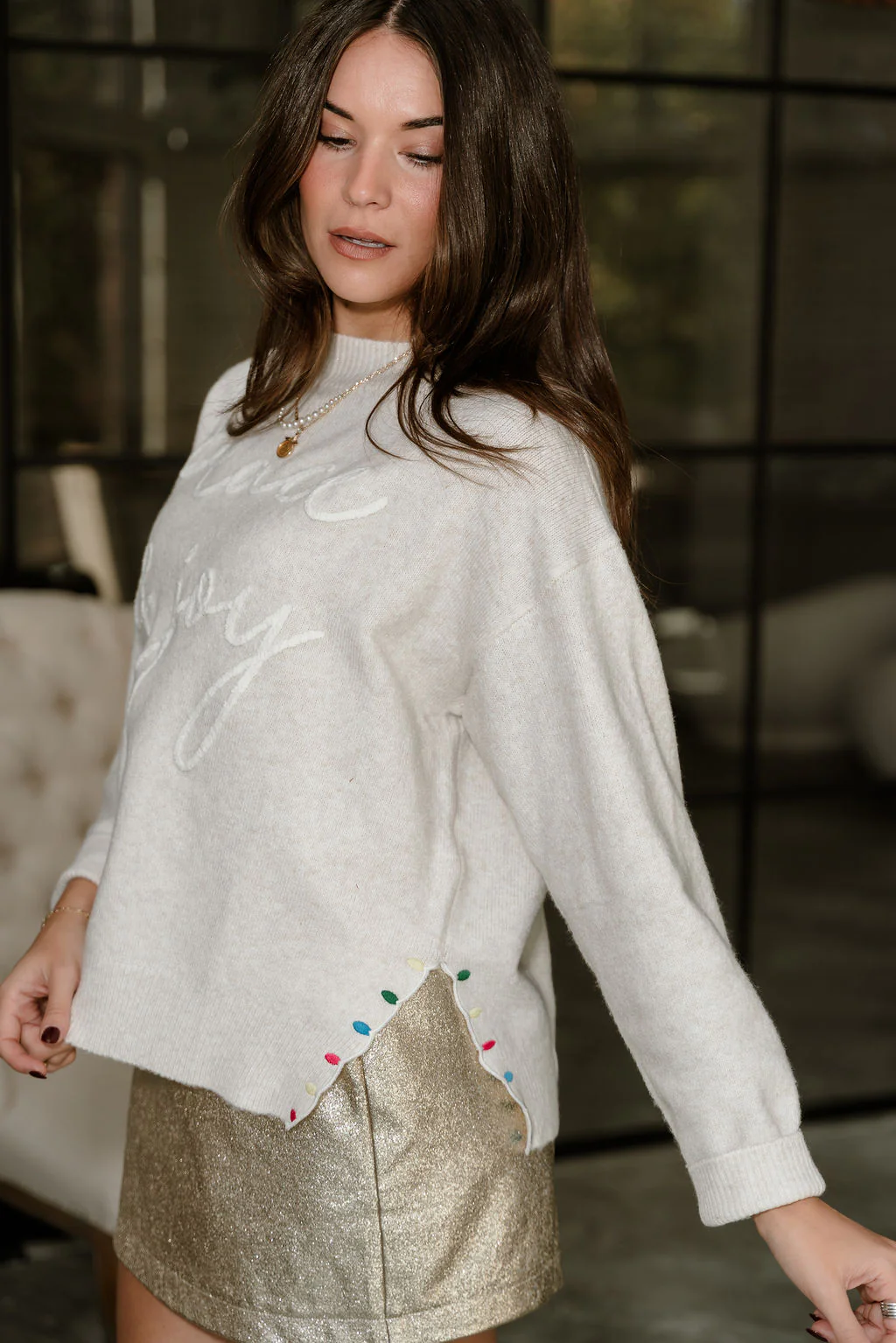 Melody Cream Peace & Joy Knit Sweater - Image 3