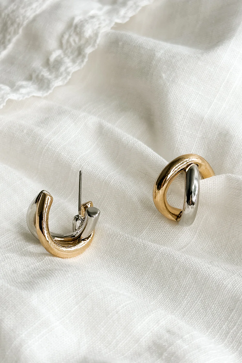 Melody Gold & Silver Cross Hoop - Image 4