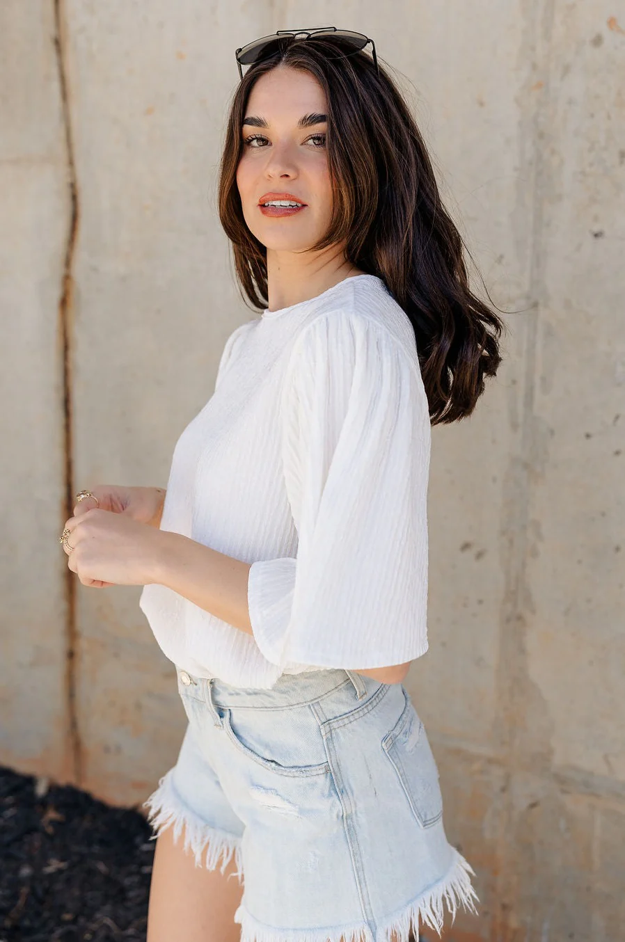 Merritt Ivory Short Sleeve Top
