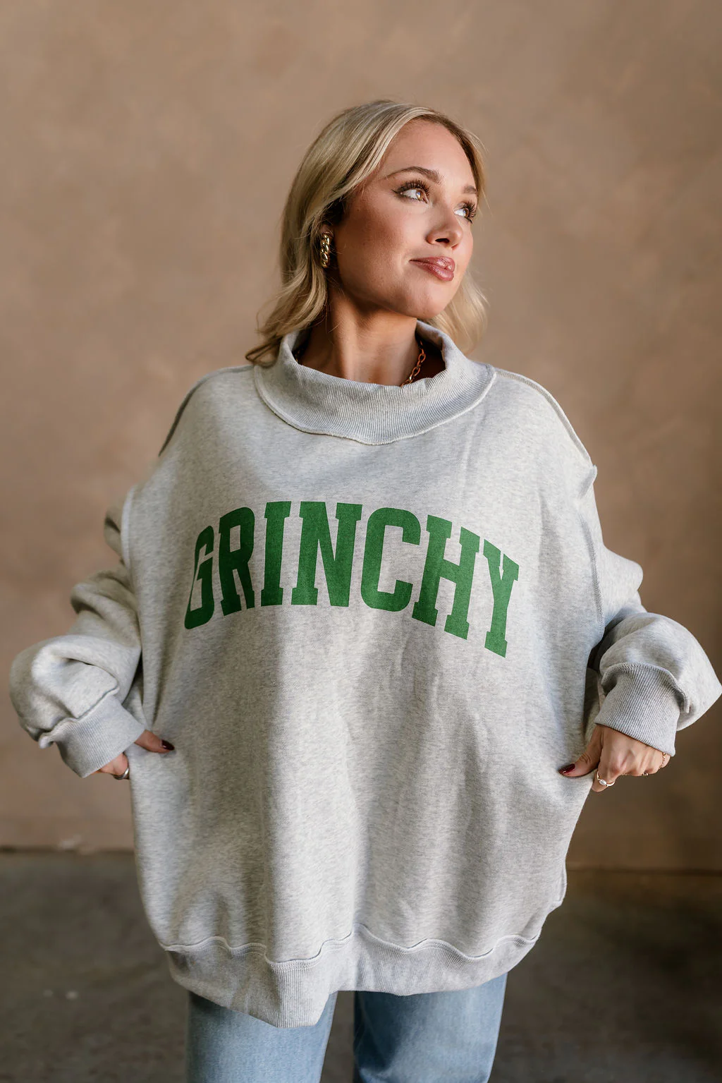 Merry/Grinchy Reversible Mock Neck Sweatshirt - Image 2