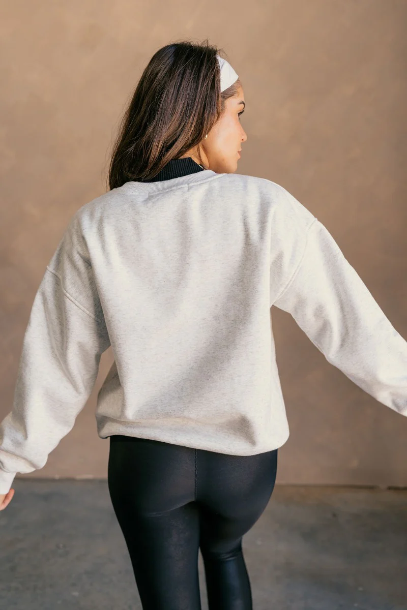 Merry Merry Merry Christmas Heather Grey Sweatshirt - Image 7