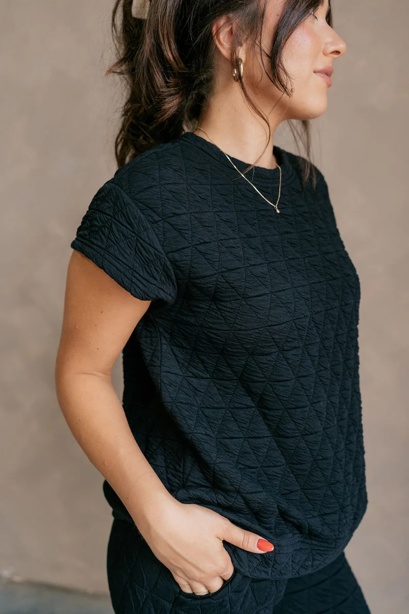 Mia Black Short Sleeve Lounge Top - Image 5