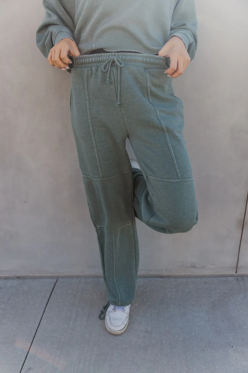 Mia Grey Green Knit Pants
