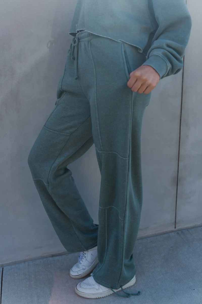 Mia Grey Green Knit Pants - Image 3