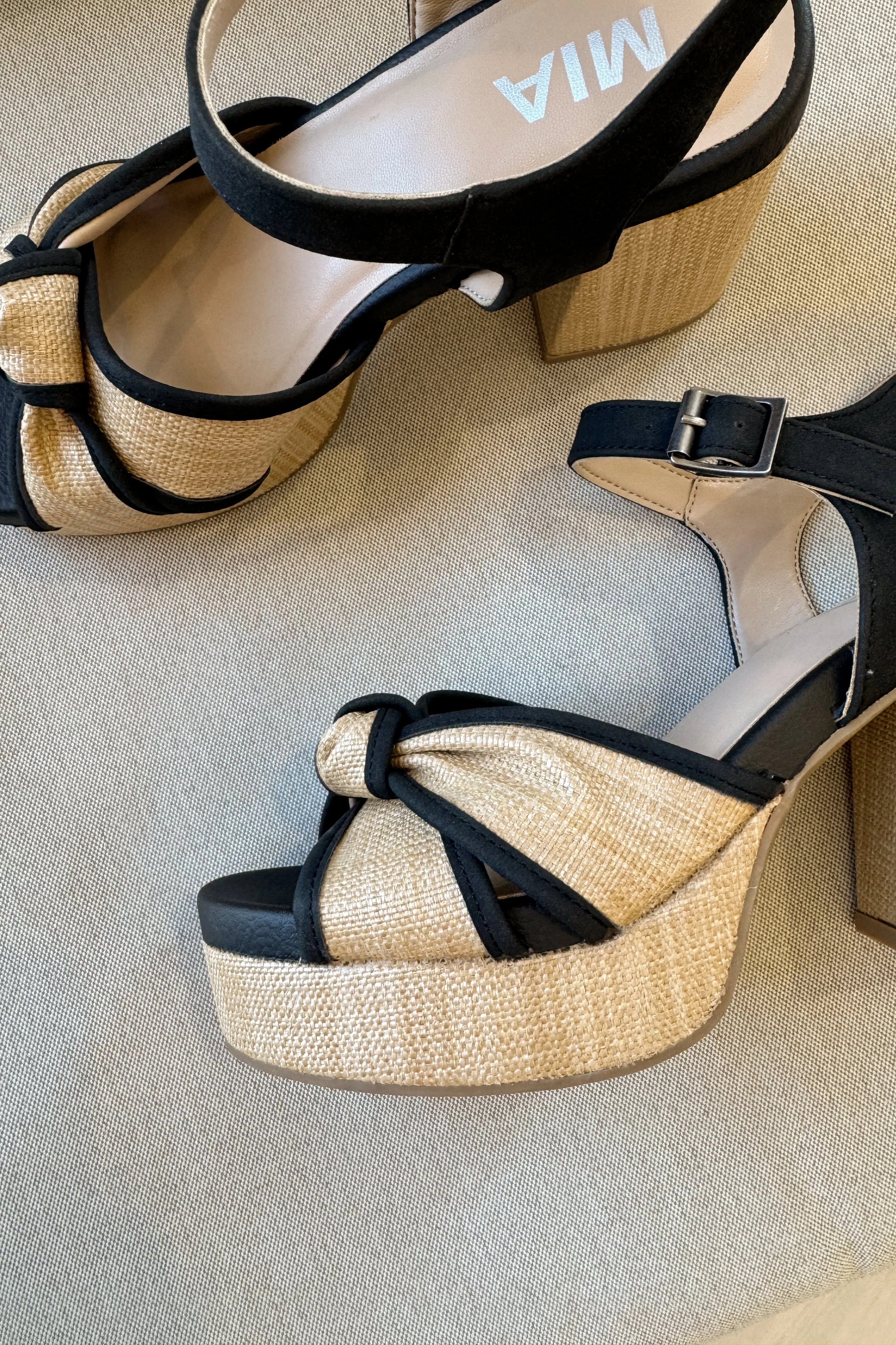 Mia Roxie Natural & Black Sandal Heel - Image 6
