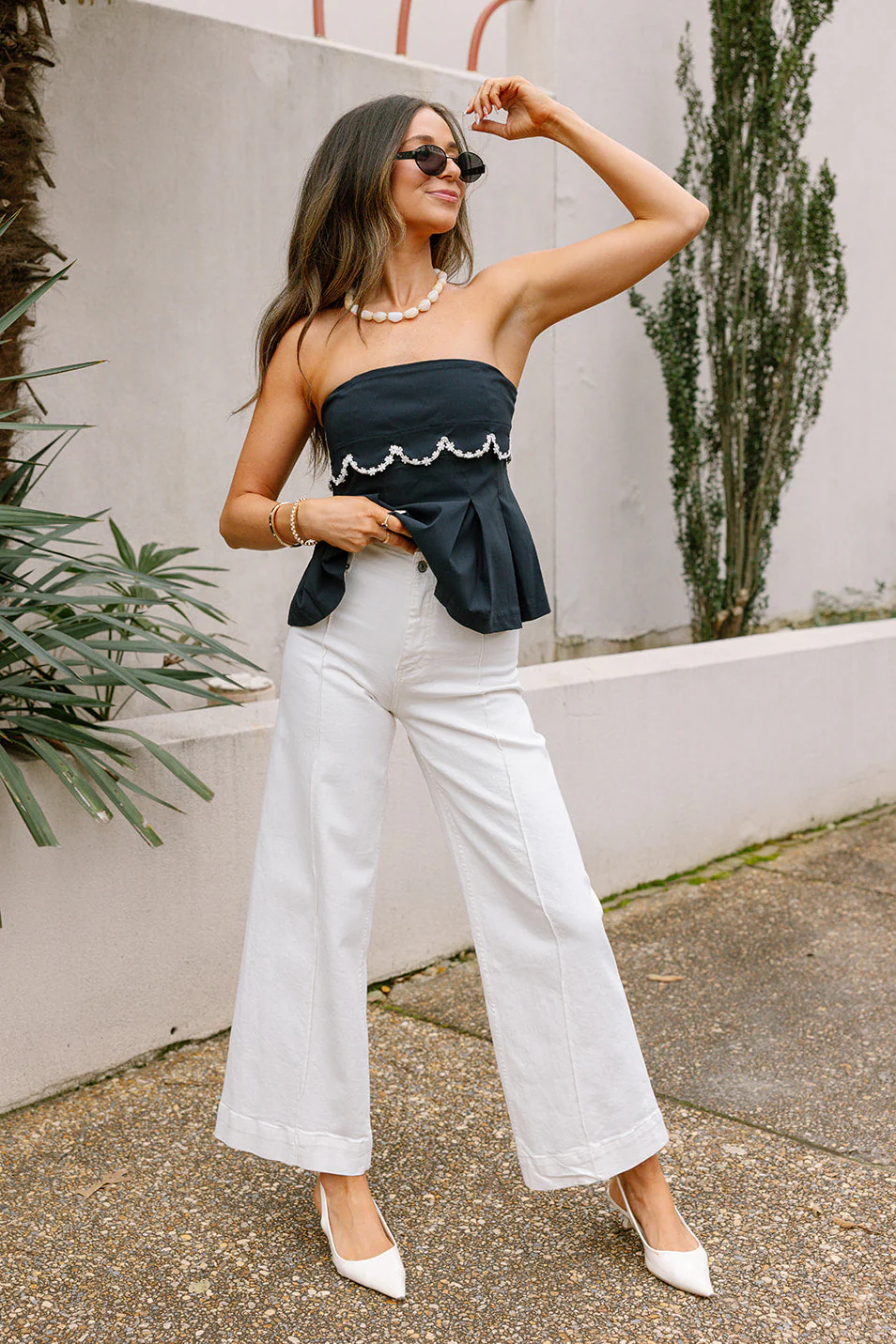 Mica: Leila White High Rise Wide Leg Jeans