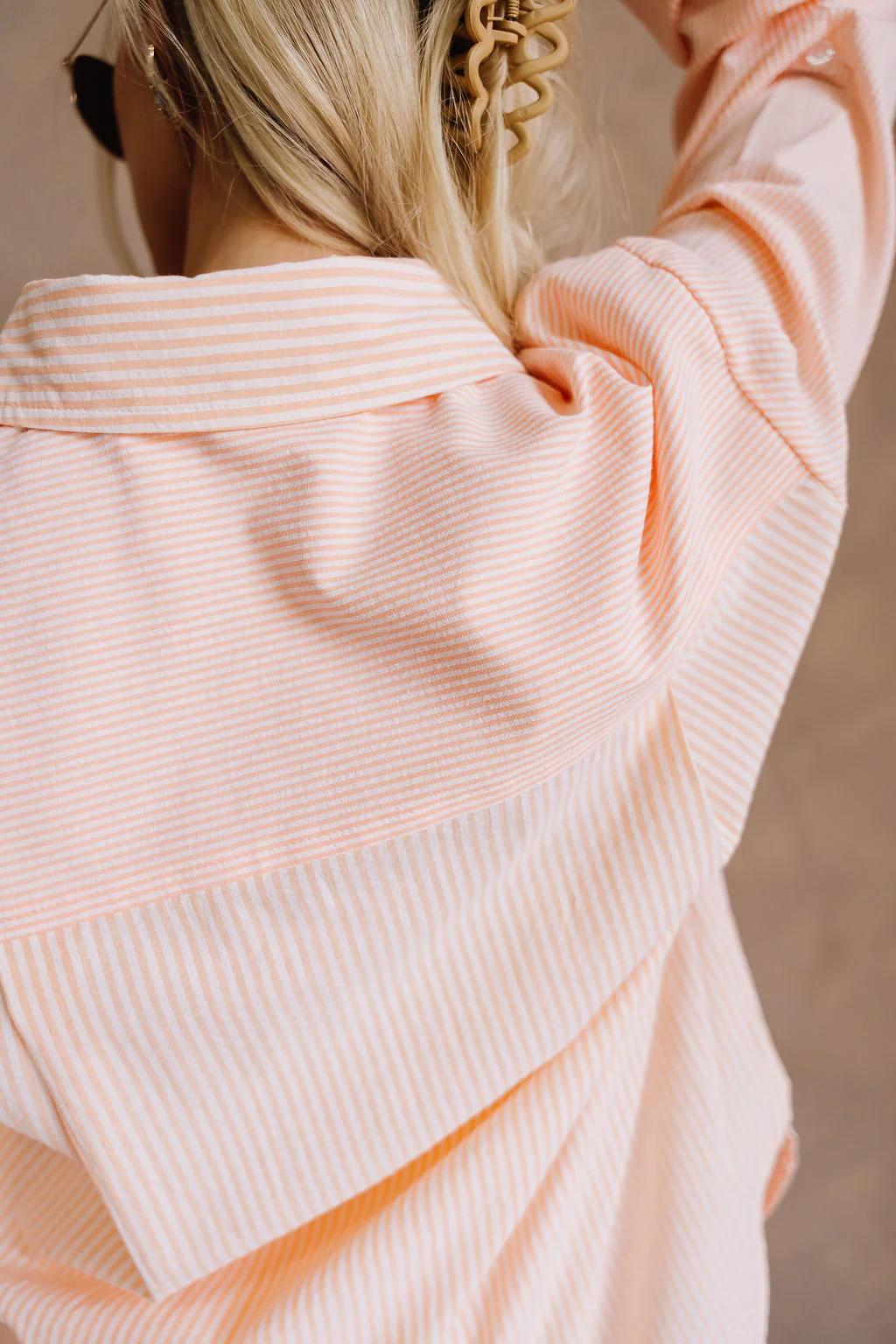 Micah Orange & White Striped Button-Up Top - Image 9