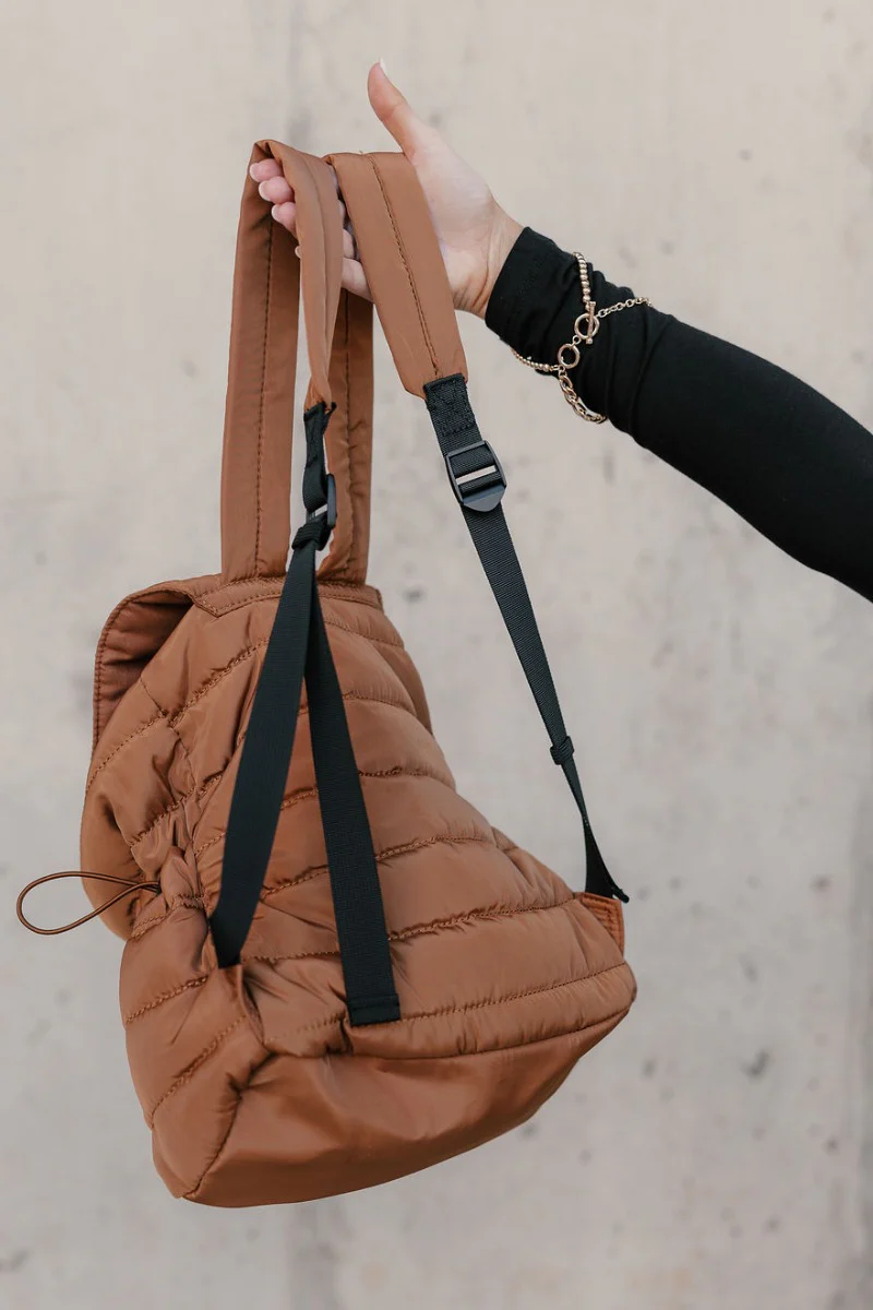 Mila Brown Adjustable Strap Backpack - Image 3