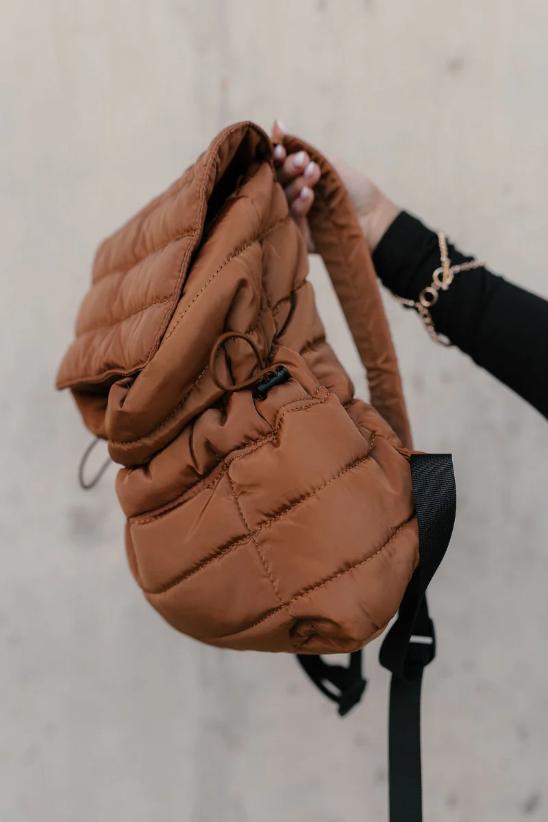Mila Brown Adjustable Strap Backpack - Image 4
