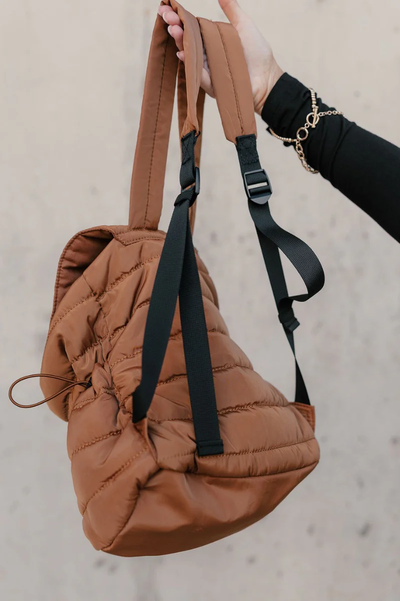 Mila Brown Adjustable Strap Backpack - Image 5