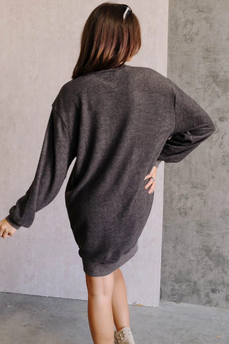 Mila Charcoal Grey Long Sleeve Dress - Image 5