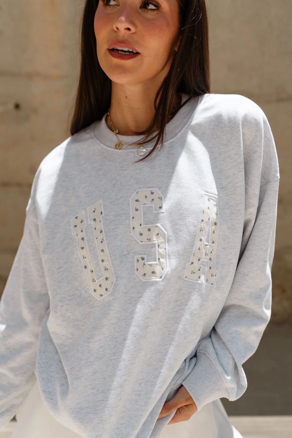 Mila USA Floral Heather Grey Sweatshirt