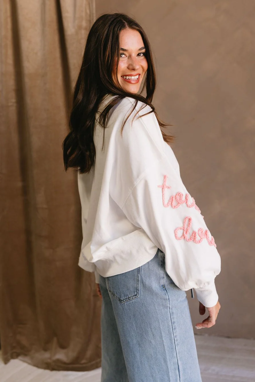 Miley Pink & White Touchdown Sweatshirt - Image 4