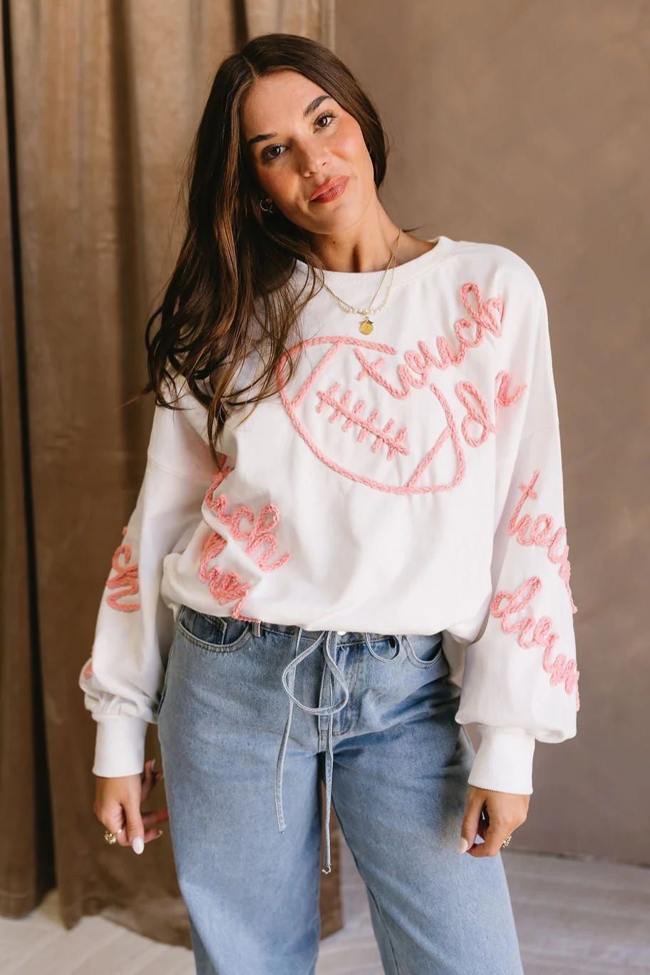 Miley Pink & White Touchdown Sweatshirt - Image 6