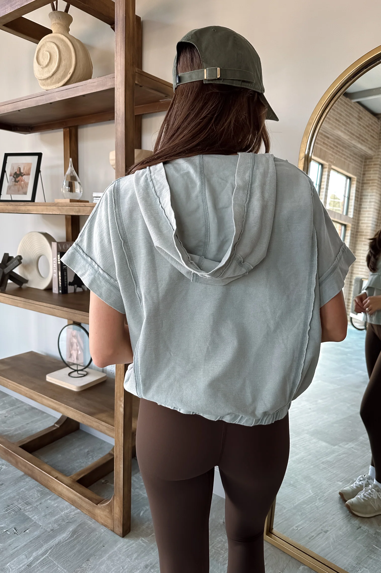 Millie Sage Washed Short Sleeve Top - Image 3