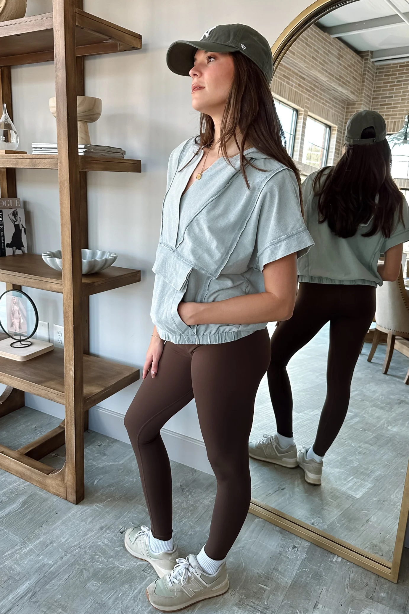 Millie Sage Washed Short Sleeve Top - Image 4