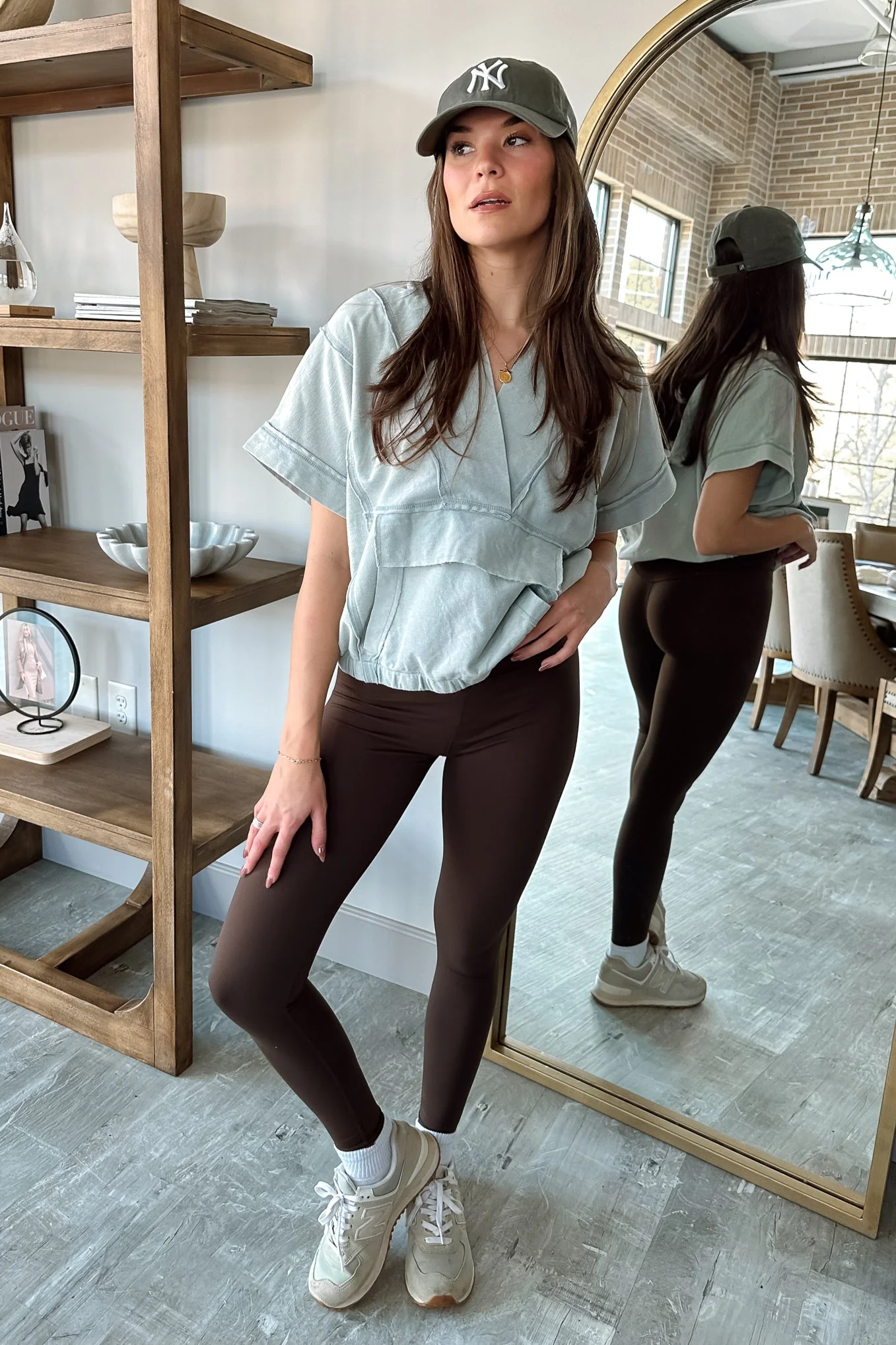 Millie Sage Washed Short Sleeve Top - Image 5
