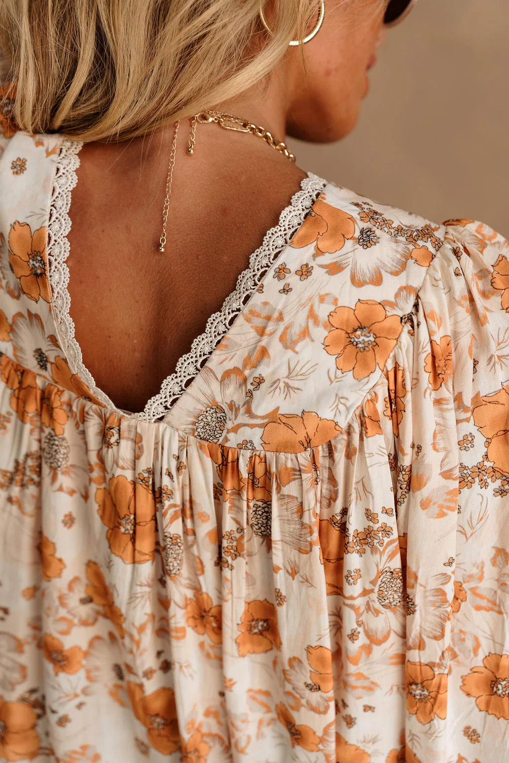 Milly Cream & Orange Floral Top - Image 7