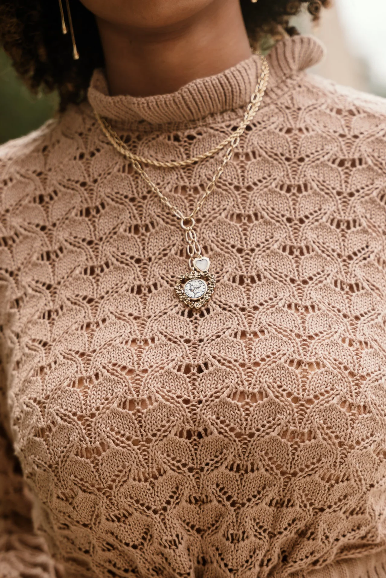 Mira Layered Gold Heart & Coin Necklace