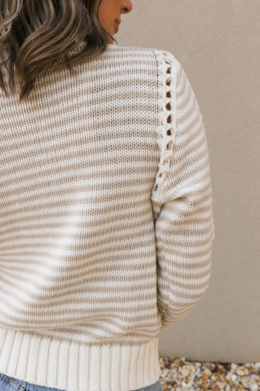 Miranda Beige Striped Cardigan - Image 7