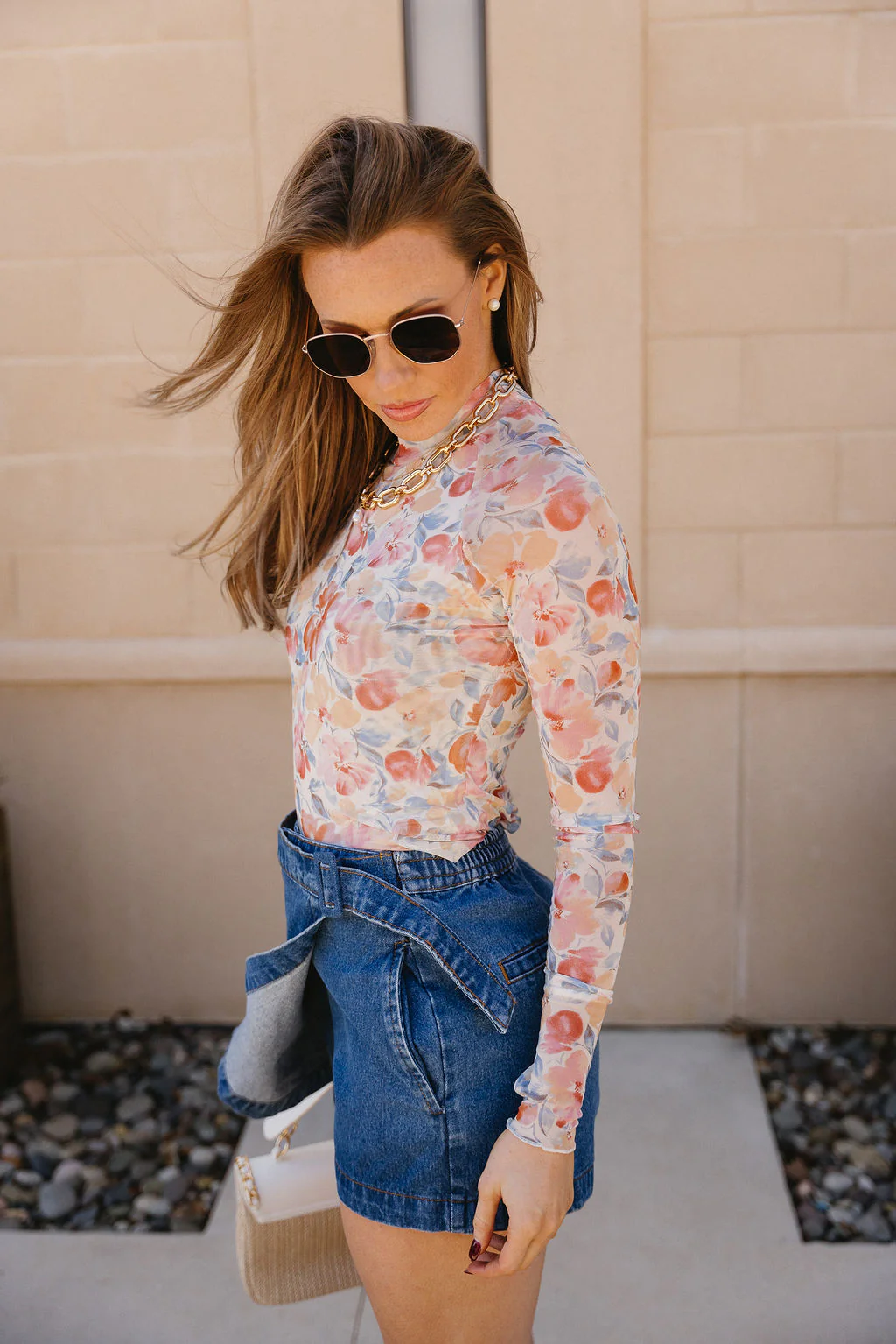 Miranda Cream Multi Floral Mesh Top - Image 2