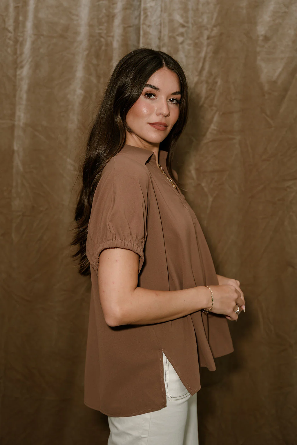 Misha Brown Short Sleeve Top - Image 6