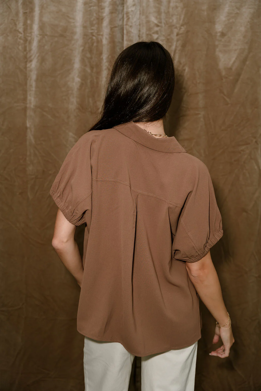 Misha Brown Short Sleeve Top - Image 7