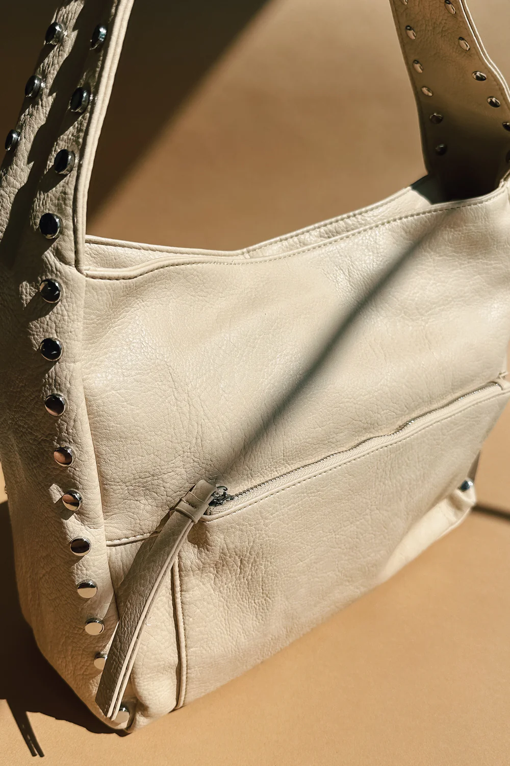 Misty Cream & Silver Embellished Shoulder Purse - Image 6