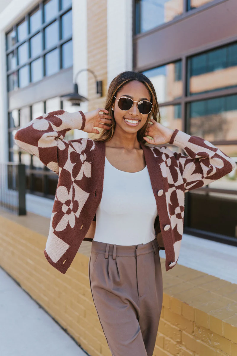 Mocha Floral Cardigan