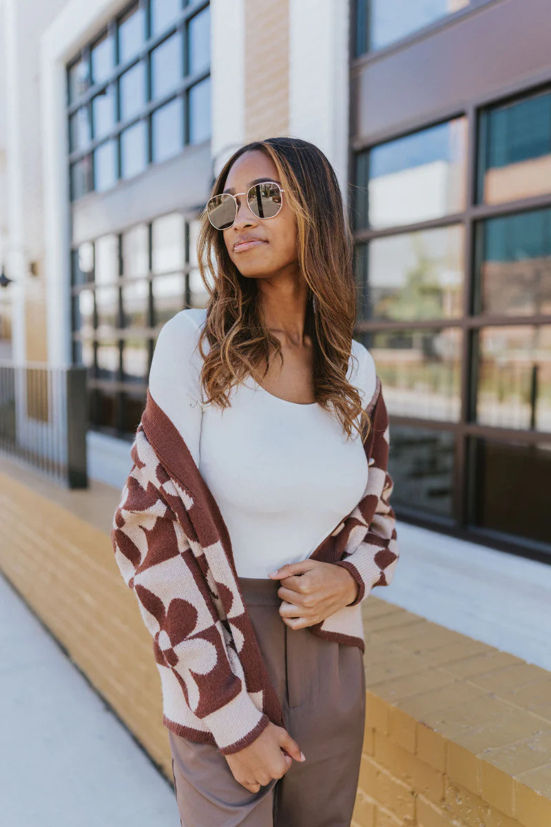 Mocha Floral Cardigan - Image 2