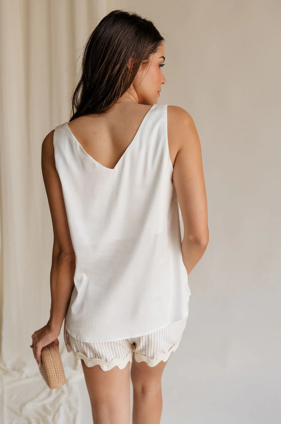 Monroe Off White Satin Tank Top - Image 4