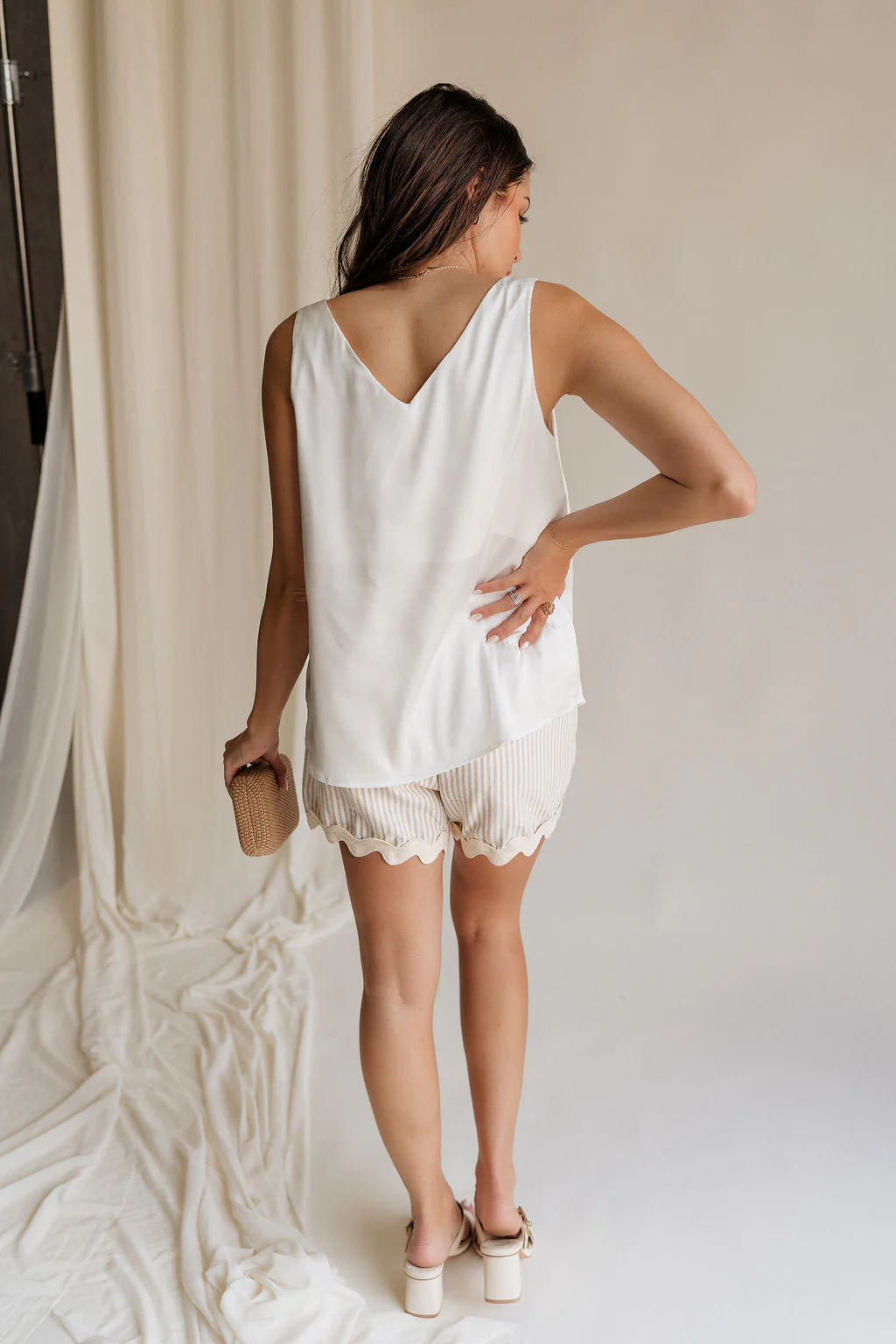 Monroe Off White Satin Tank Top - Image 5
