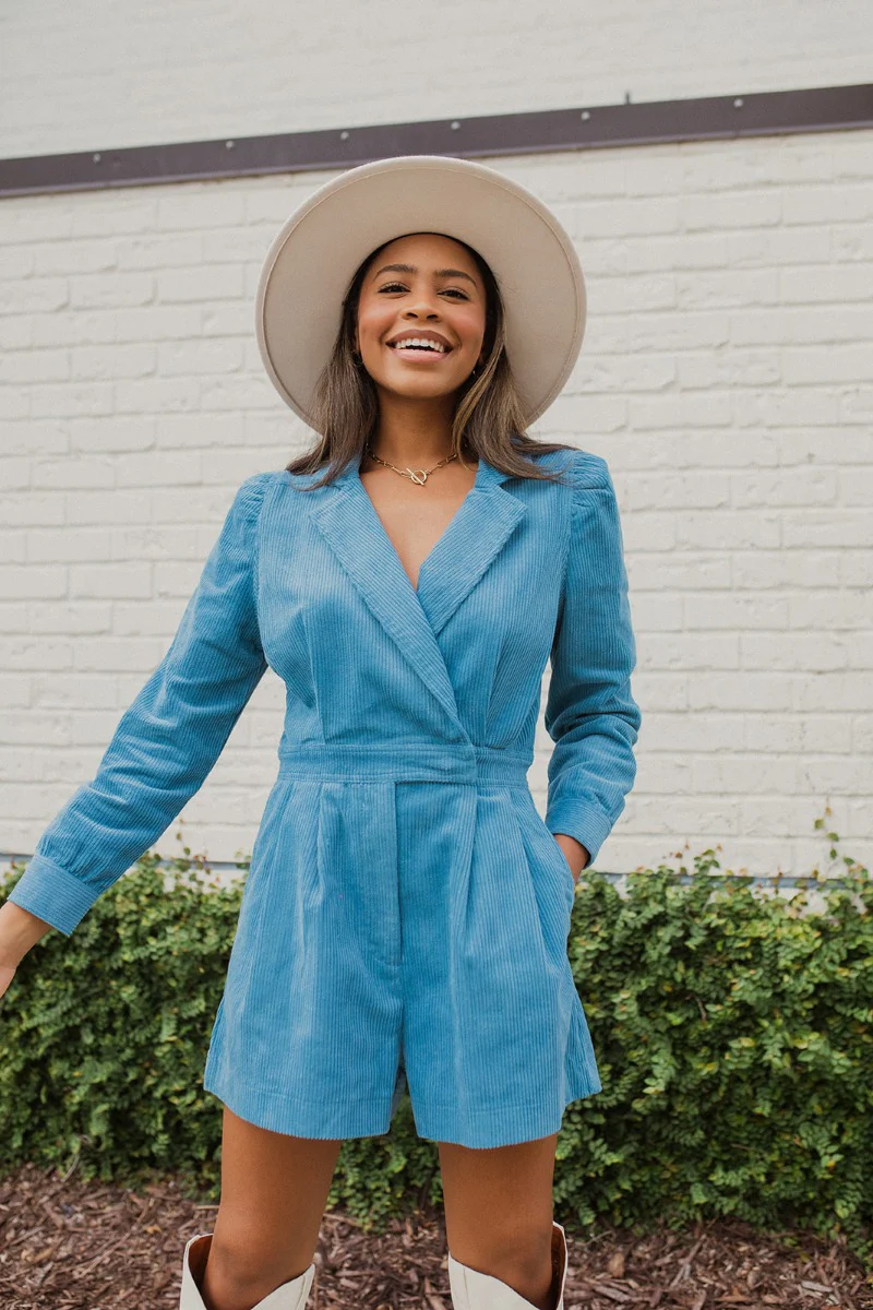More Than Enough Romper In Blue - Image 3