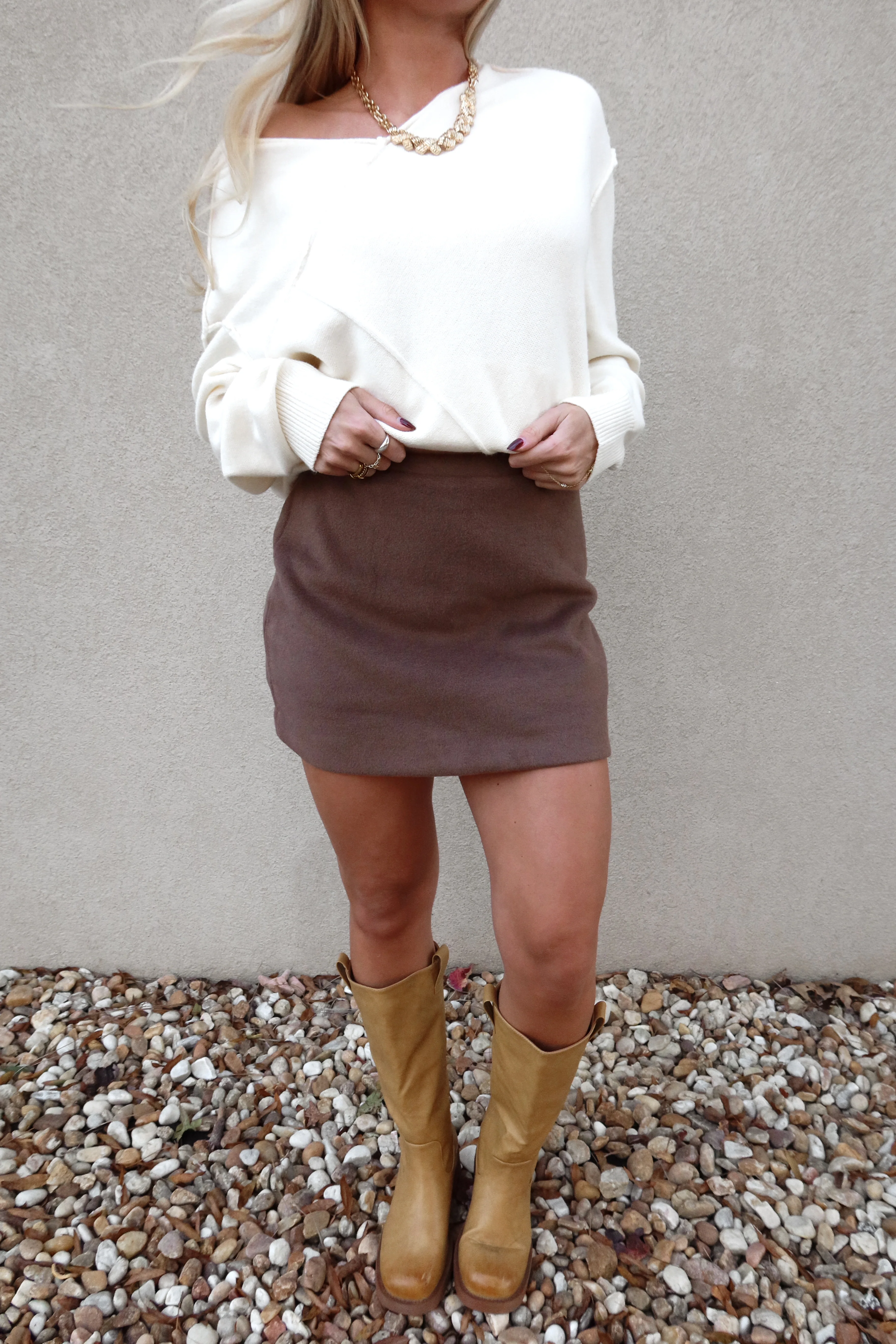 Morgana Mocha Brown Mini Skirt