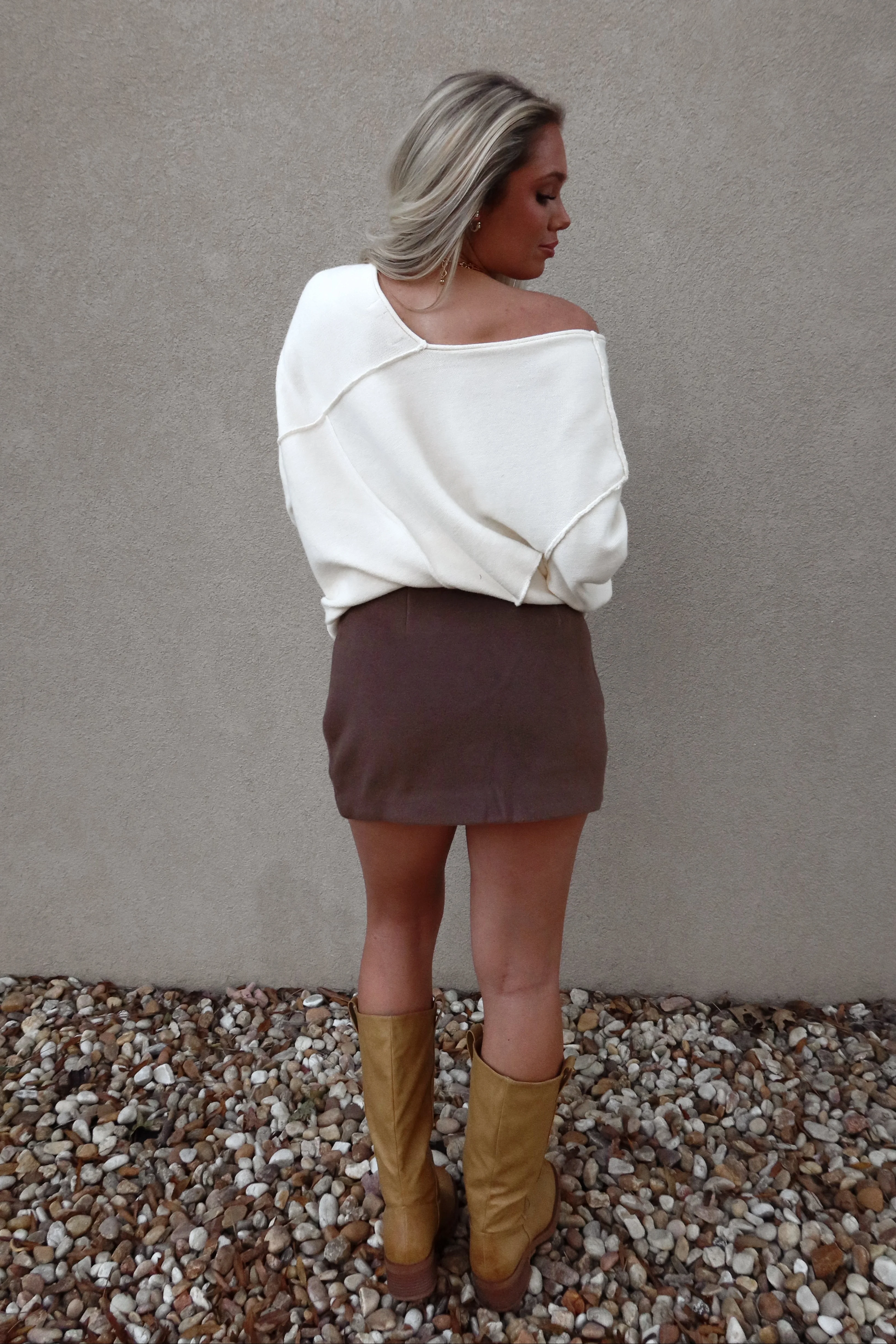 Morgana Mocha Brown Mini Skirt - Image 3