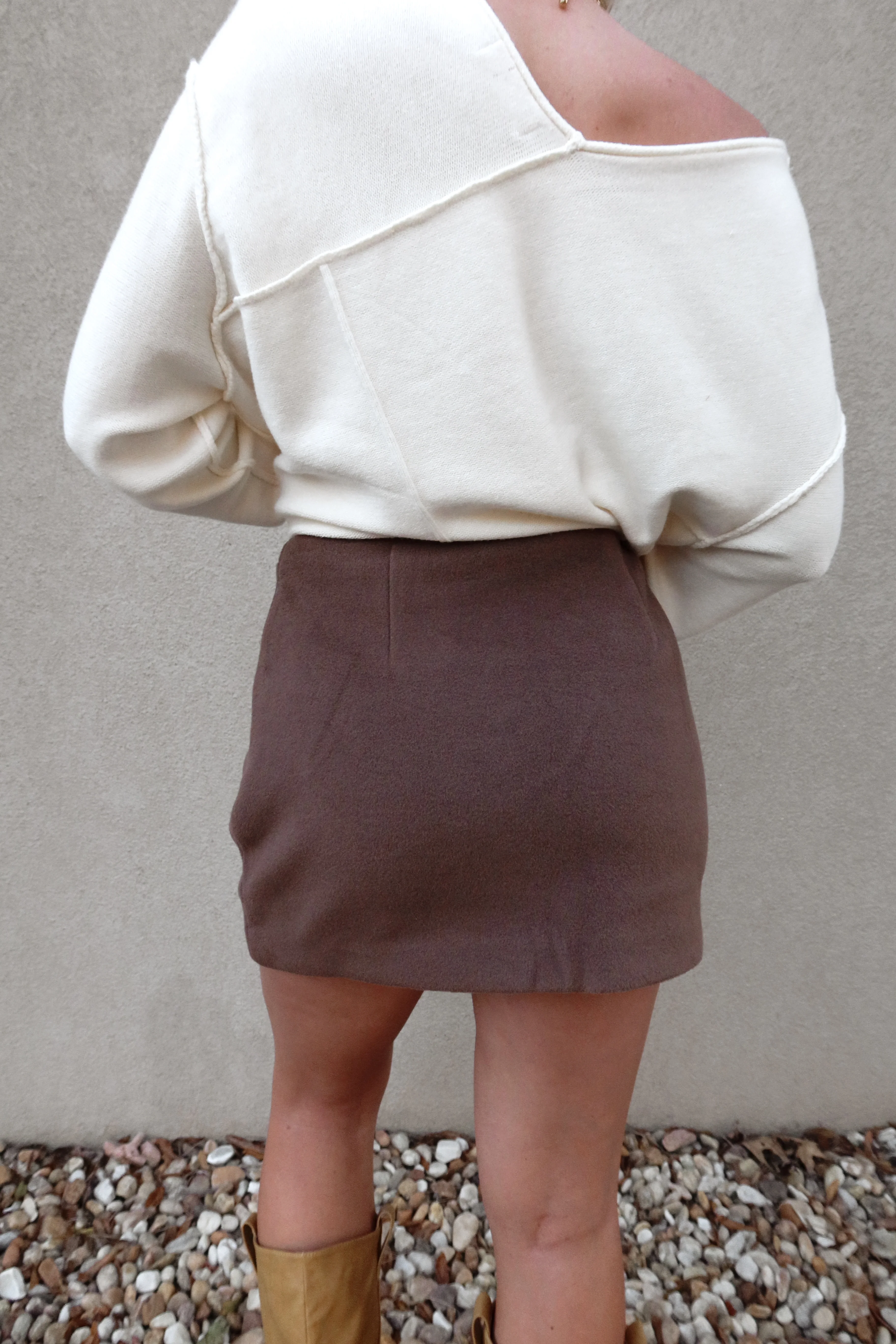 Morgana Mocha Brown Mini Skirt - Image 4