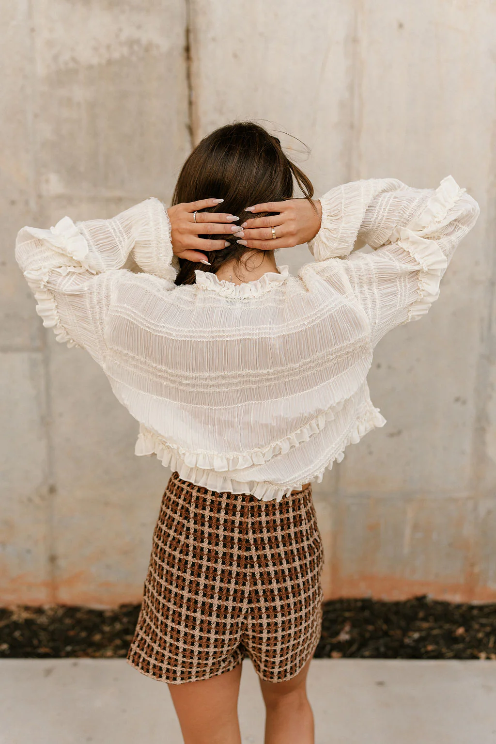 Kennedy Cream Cropped Front Tie Top - Image 8