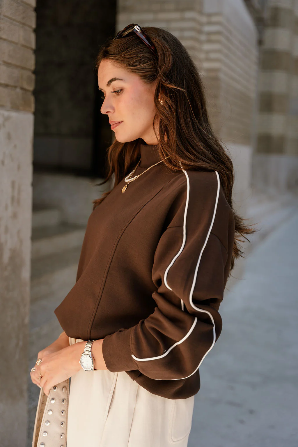 Murphy Espresso Brown & Cream Sweatshirt - Image 3