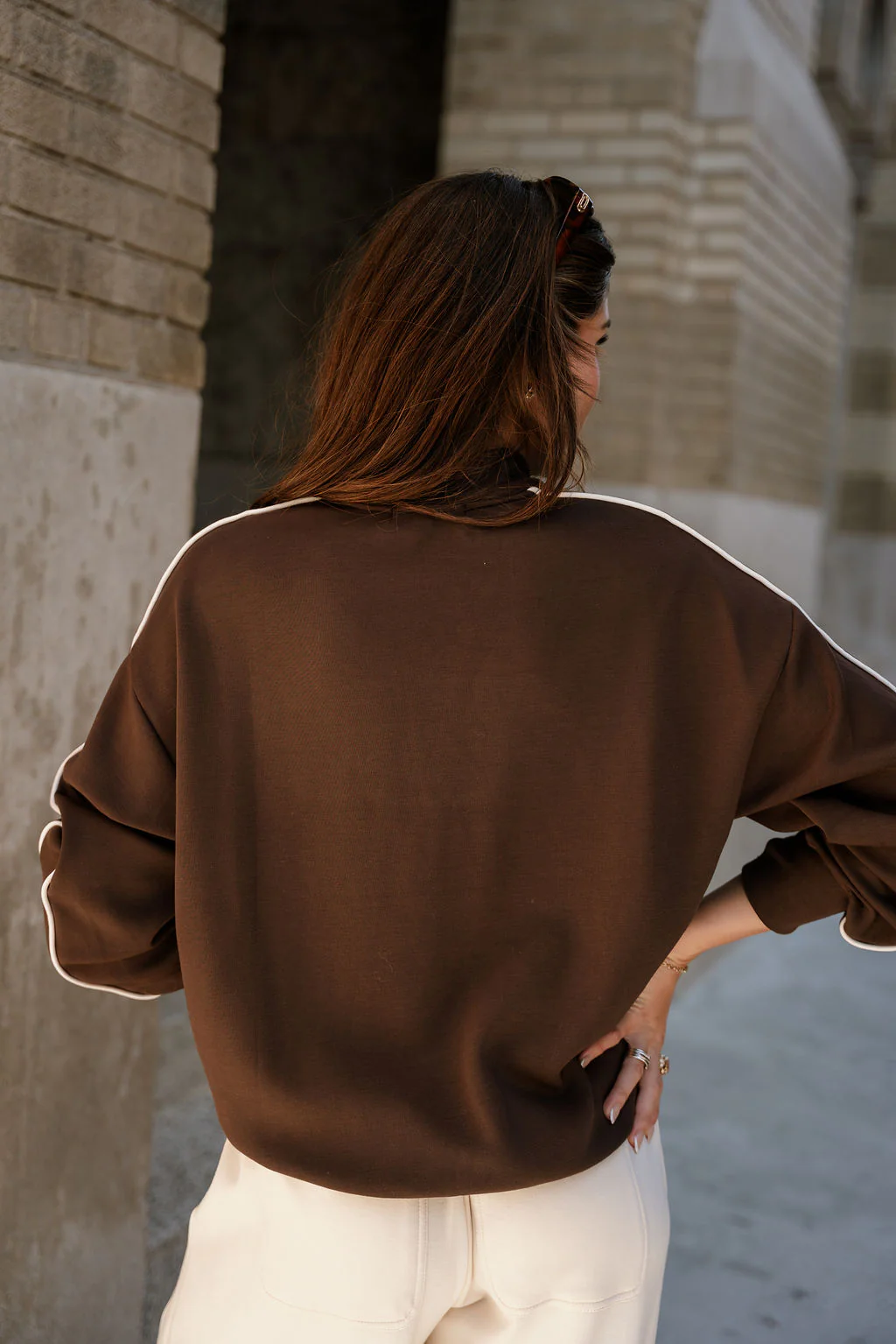 Murphy Espresso Brown & Cream Sweatshirt - Image 4