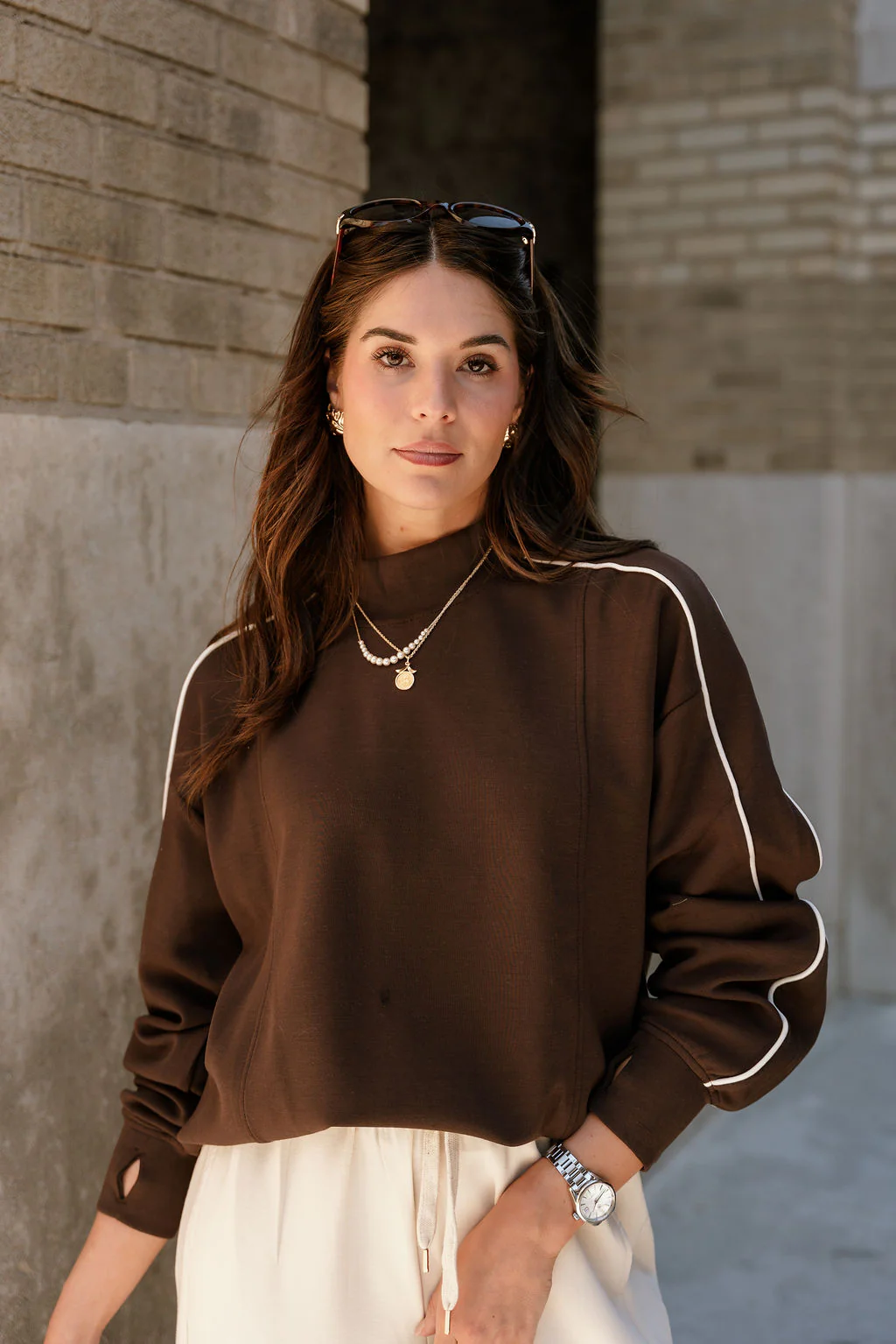 Murphy Espresso Brown & Cream Sweatshirt - Image 5
