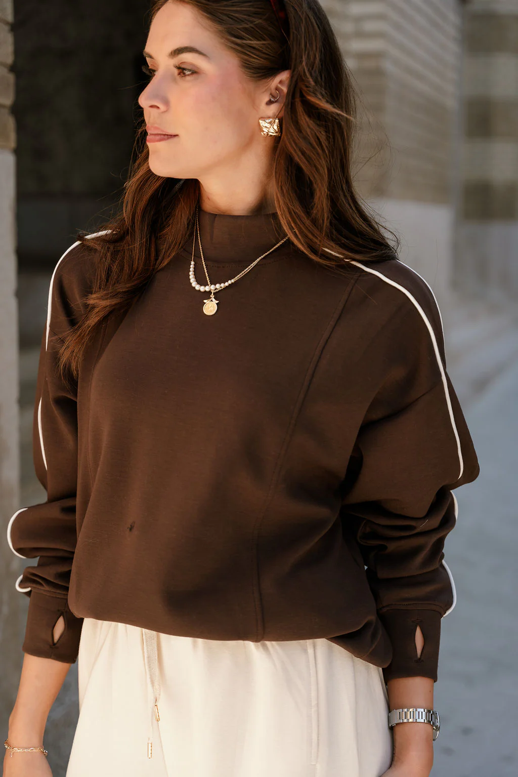 Murphy Espresso Brown & Cream Sweatshirt - Image 6