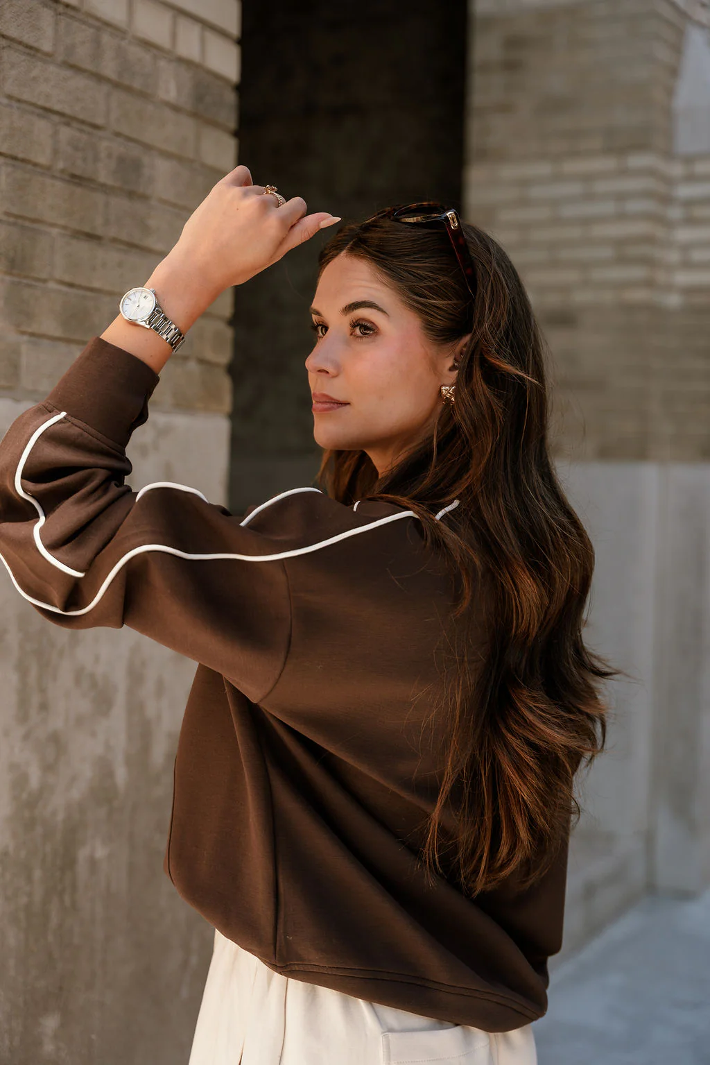 Murphy Espresso Brown & Cream Sweatshirt - Image 7