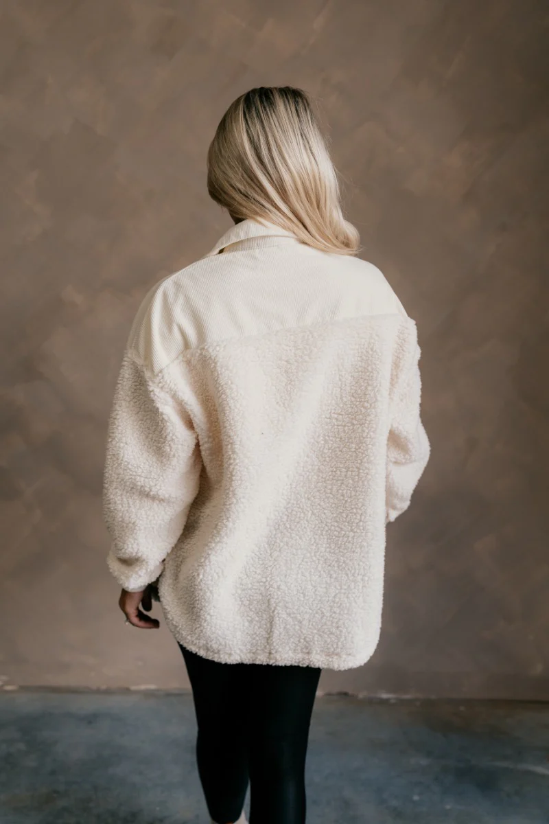 Myla Cream Sherpa & Corduroy Shacket - Image 5