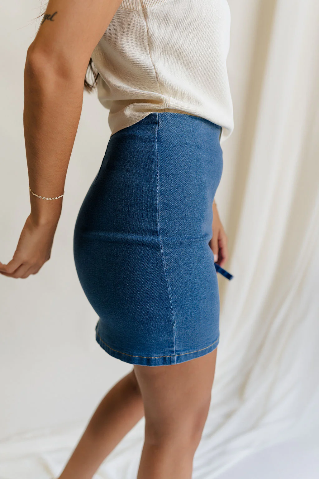 Mylah Denim Slit Bow Mini Skirt - Image 4